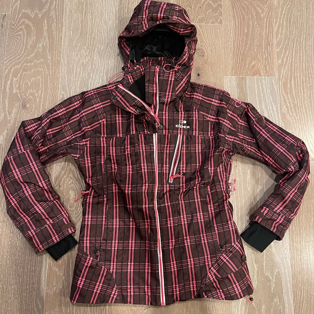 French Eider Defender Ski Jacket Size 8 pink and black good condition